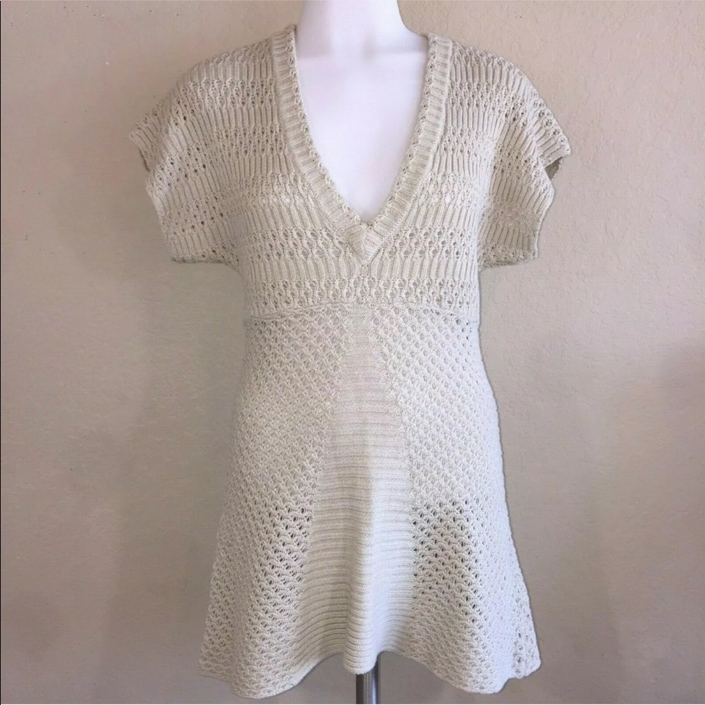 Calvin Klein Cream Ivory Knit Sweater Swim Cover M